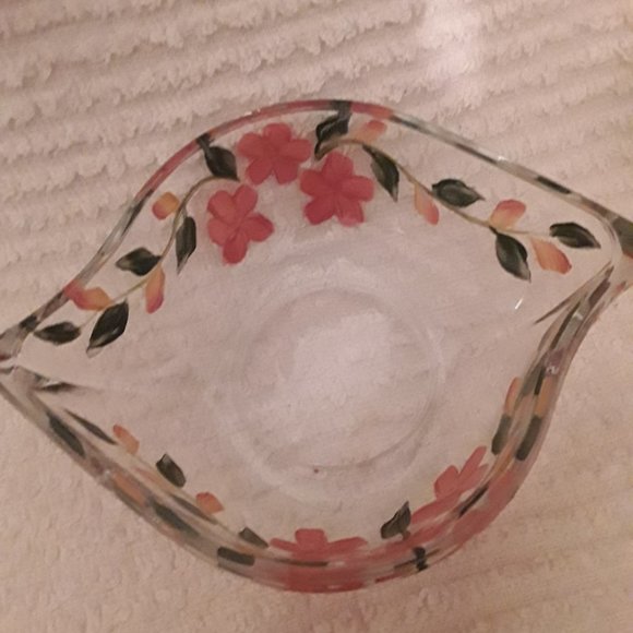 Hand Painted Glass Votive Candle Holder with Saucer - Never Used - Picture 4 of 5